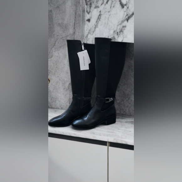 Anne Klein Shoes - Anne Kleinl Black Leather Knee-High Boots NWT